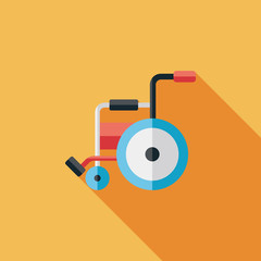 Wheelchair flat icon with long shadow