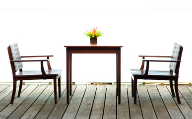 wood chairs and table