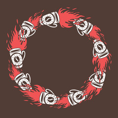 Hand drawn frame with coffee mug