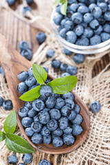 Blueberries on a Wooden Spoon