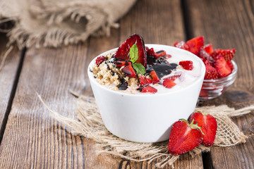 Portion of homemade Strawberry Yogurt