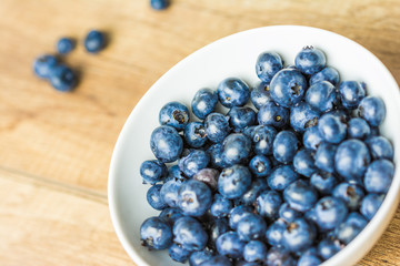Fresh Blueberries In White Bowl