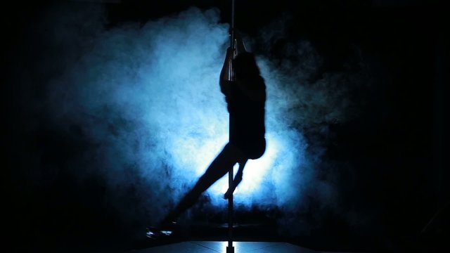 5of23 Silhouette of a sexy female pole dancing