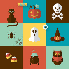 Halloween holiday modern design with flat icons