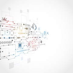 Abstract technological background with various technological ele