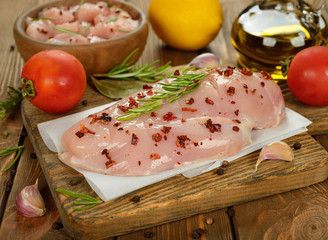 Raw chicken with spices