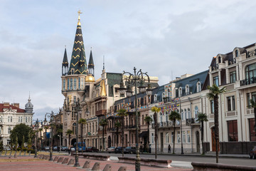 Fototapeta na wymiar View of Eras Moedani square in Batumi, Georgia