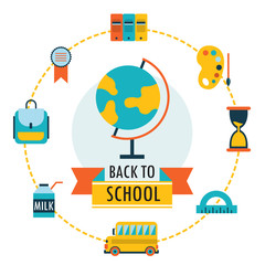 Back to school background with study theme icons