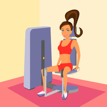 Woman at the gym exercising on a machine.