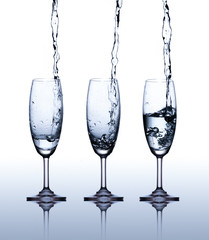 sparkling water filled in a wine glass