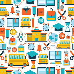 Back to school seamless background pattern. Vector illustration