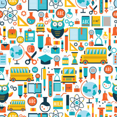 Back to school seamless background pattern. Vector illustration