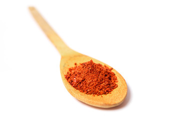 Paprika on wooden spoon