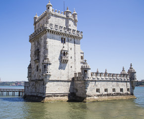 Belem Tower on the Tagus river, in Lisbon, Portugal