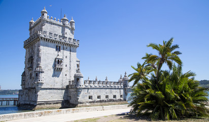 Fototapeta na wymiar Belem Tower on the Tagus river, in Lisbon, Portugal