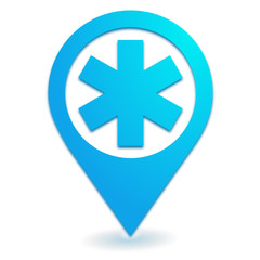 ambulance sur symbole localisation bleu