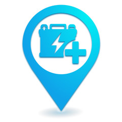 batterie supplémentaire sur symbole localisation bleu