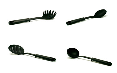 black set ladle isolated on white
