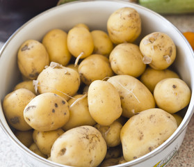 Freshly harvested baby potatoes