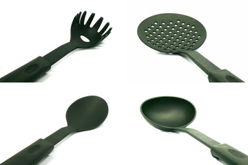 black set ladle isolated on white