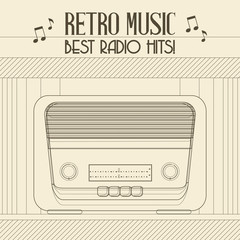 Fototapeta premium Vector Retro music event poster with Vintage Radio
