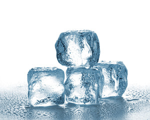 ice cubes on white background.