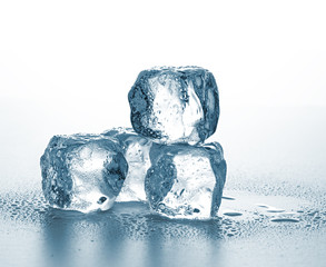 ice cubes on white background.