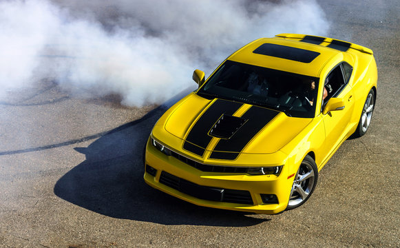 Luxury yellow sport car