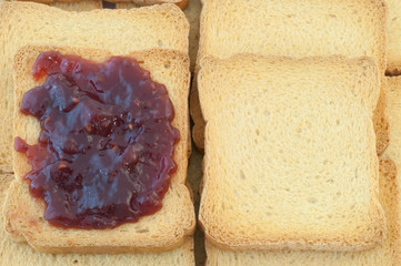 golden rusk and raspberry jam