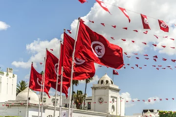 Poster Im Rahmen Flaggen Tunesien © jjmillan