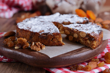 Delicious cake panforte on table close-up