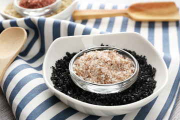 Different sea salt, close up