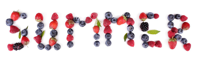 Ripe sweet different berries, isolated on white