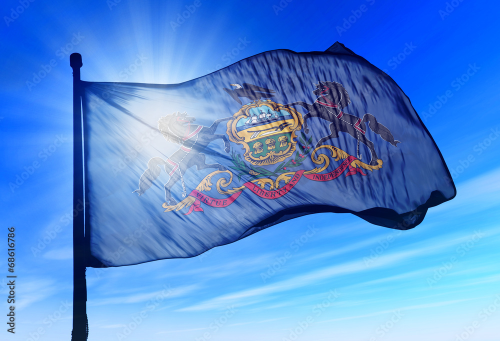 Wall mural pennsylvania (usa) flag waving on the wind