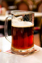 glasses with dark beer in a cafe