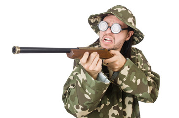 Funny soldier isolated on the white