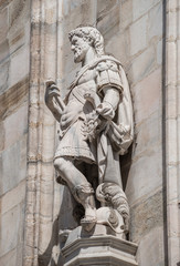 Fototapeta premium Monuments at facade of the Cathedral of Milano, Duomo di Milano,