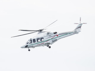 Helicopter landing on offshore oil rig