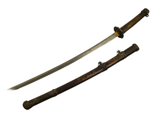 ancient Samurai sword isolate