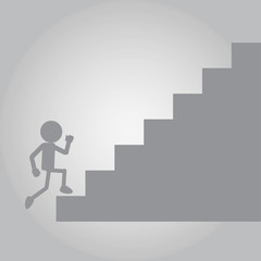 Flat Man Running on up stair of Challenge