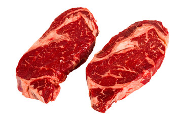Ribeye steaks isolated on white background