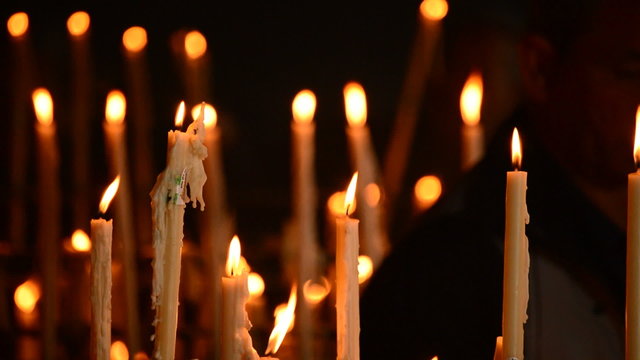 Candles at candlestick in church