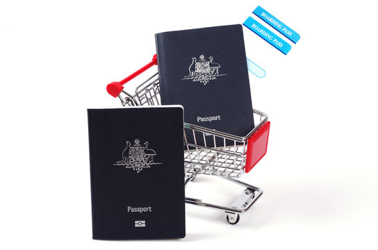 two australian passports and boarding passes