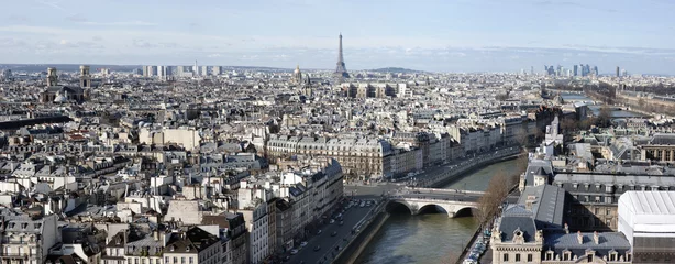 Poster Panoramic aerial view of Paris with Eiffel tower © Isaxar