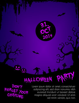 Halloween party flyer template - purple and black