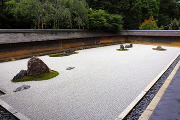 Japanese Zen garden with pebbles and stones
