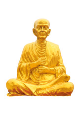 Fototapeta na wymiar golden buddha meditation statue in white isolate