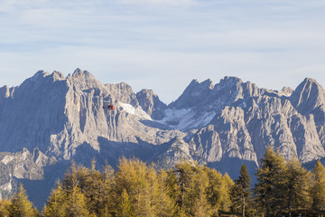Mountain forest with  a Helicopter