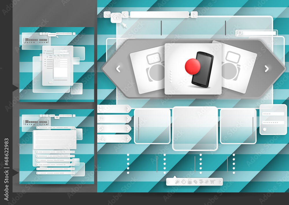 Wall mural website design template menu elements