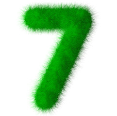 Green grass font number 7,eco font isolated on white background